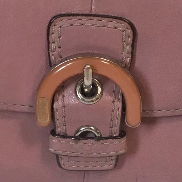 COACH Soho Compact Bi Fold Leather Wallet Card Case Coin Zipper Bag Clutch Pink - Picture 4 of 16